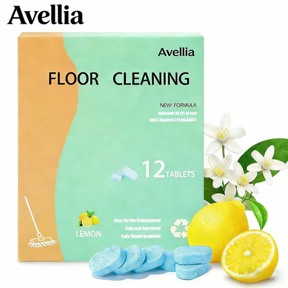 Floor Cleaning Tablets - Safe for Wood Tile Marble Quick Dry No Residue 12 Tablets Lemon Sce-tss