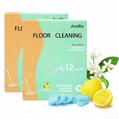 Floor Cleaning Tablets - Safe for Wood Tile Marble Quick Dry No Residue 12 Tablets Lemon Sce-tss