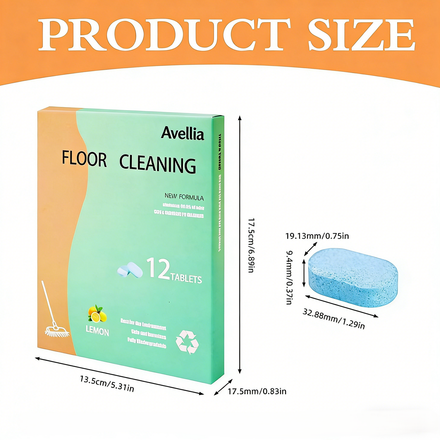 Floor Cleaning Tablets - Safe for Wood Tile Marble Quick Dry No Residue 12 Tablets Lemon Sce-tss