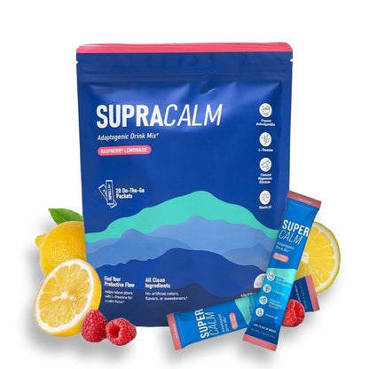 Supracalm Drink Mix, Raspberry Lemonade, L Theanine, Ksm-66 Ashwagandha, Magnesium Glycinate, Vitamin D 3, For Relaxation & Focus, No Sugar - Shipping From USA