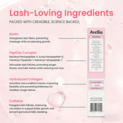 Avellia Eyelash Enhancing Serum with Powerful Peptides & Plant Botanicals for Thinning Lashes 3ML Makeup Cosmetic-tss