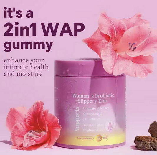 Women's Probiotic Gummies 60 Capsules | Intimate Health Care | pH Balanced Relieves Dryness | Contains prebiotics, lactic acid bacteria, slippery elm| Say goodbye to dryness
