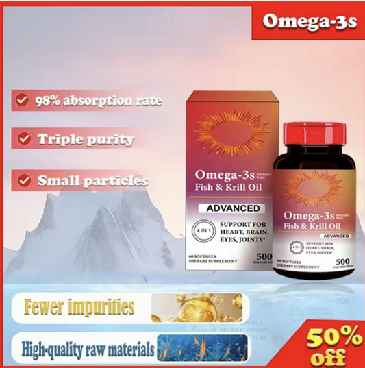 Healthy and pure Antarctic fish and shrimp oil Phospholipid Omega-3 high purity fish and shrimp oil Soft capsules each containing 500 mg, 80 capsules/40 capsules New and old packaging are shipped randomly Small particles Strong effect