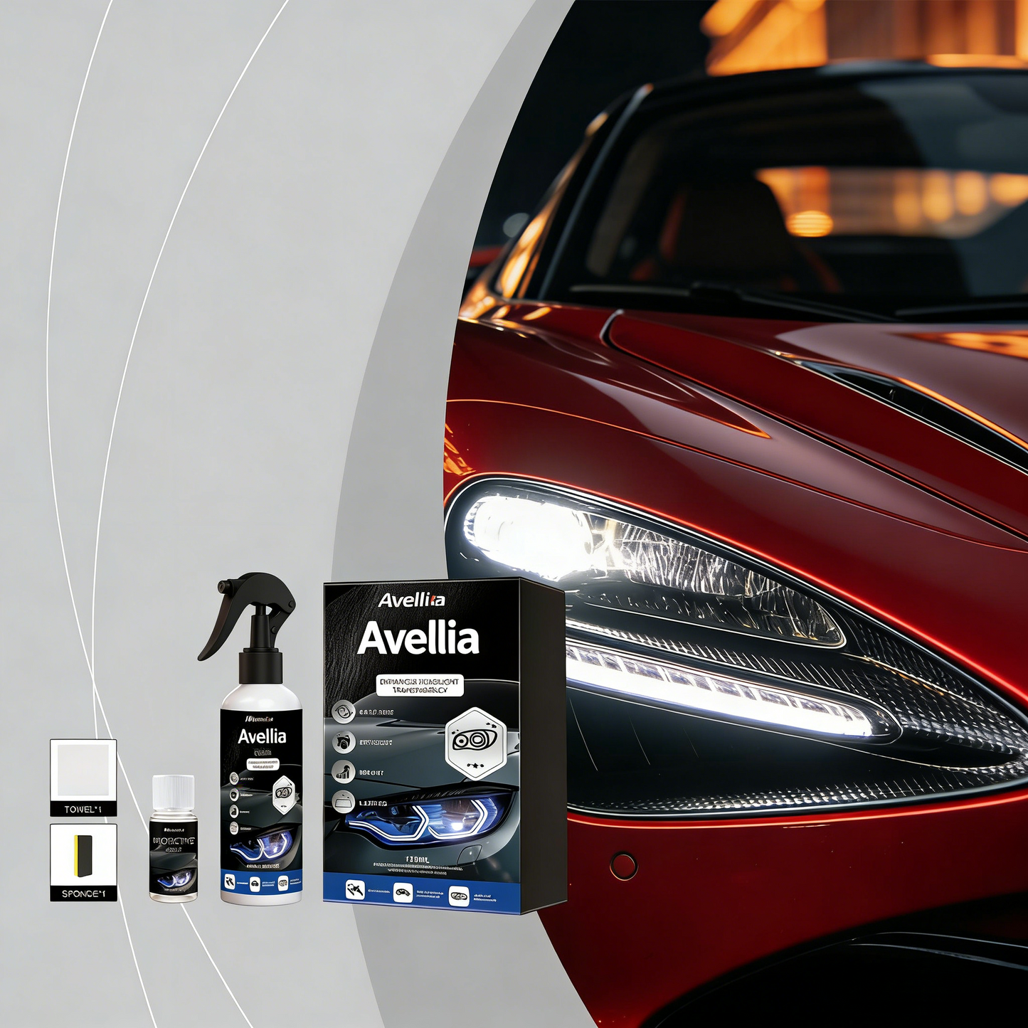 Car Headlight Restoration Kit 100ML Repair Liquid & 10ML Crystal Plating Agent for Oxidation Yellowing Scratch Repair Transparent Finish Best Christmas Gift-tss
