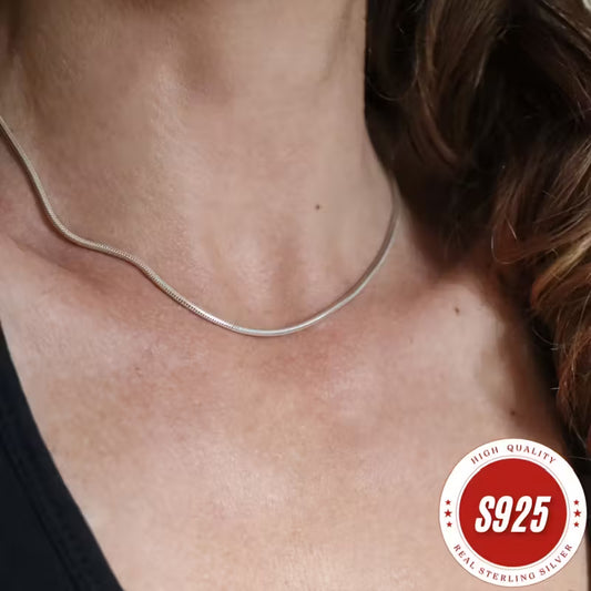 925 Sterling Silver Necklace, Handcrafted 1mm Round Snake Bone Necklace, Classic And Simple Design, Suitable For All Occasions - Christmas, Halloween, Valentine'S Day, Anniversaries Or As A Holiday Gift - Buy 2 Get 1 Free