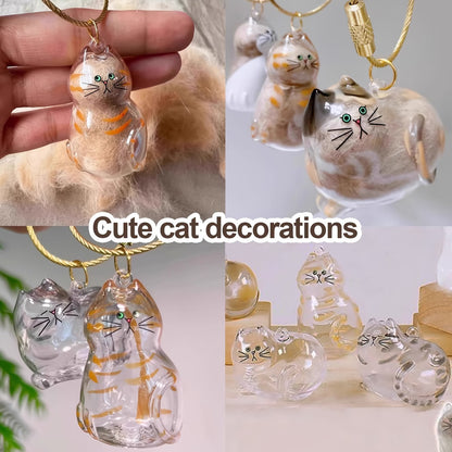 Pet Fur Memory Capsule Keychain Cat Fur Collection Capsule Dog Hair Collector Keychain -tss