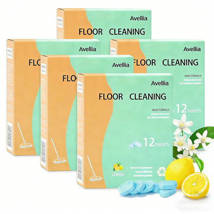 Floor Cleaning Tablets - Safe for Wood Tile Marble Quick Dry No Residue 12 Tablets Lemon Sce-tss