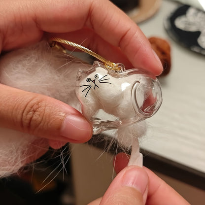 Pet Fur Memory Capsule Keychain Cat Fur Collection Capsule Dog Hair Collector Keychain -tss