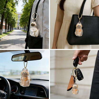 Pet Fur Memory Capsule Keychain Cat Fur Collection Capsule Dog Hair Collector Keychain -tss