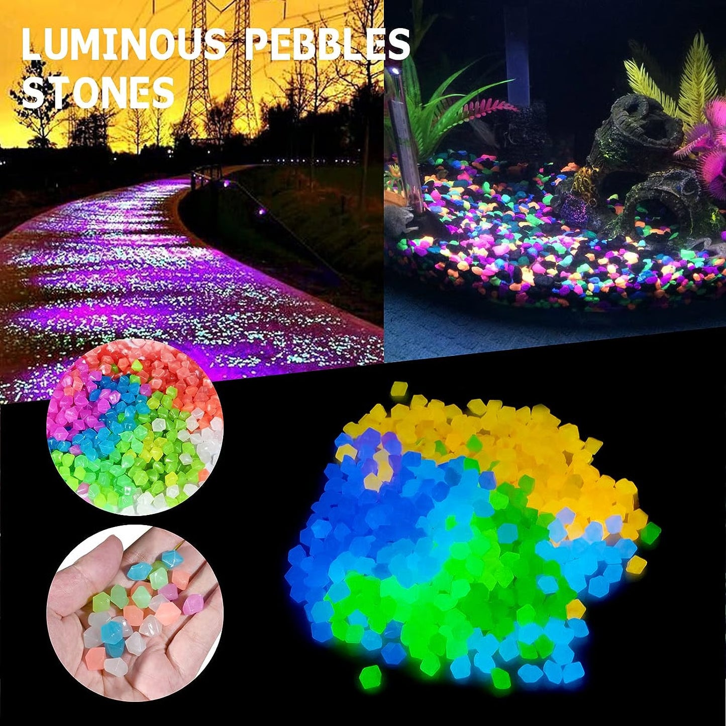 【Mother’s Day Gift】🌈 Glow-in-the-Dark Pebbles- Garden & Aquarium Decor-wsm