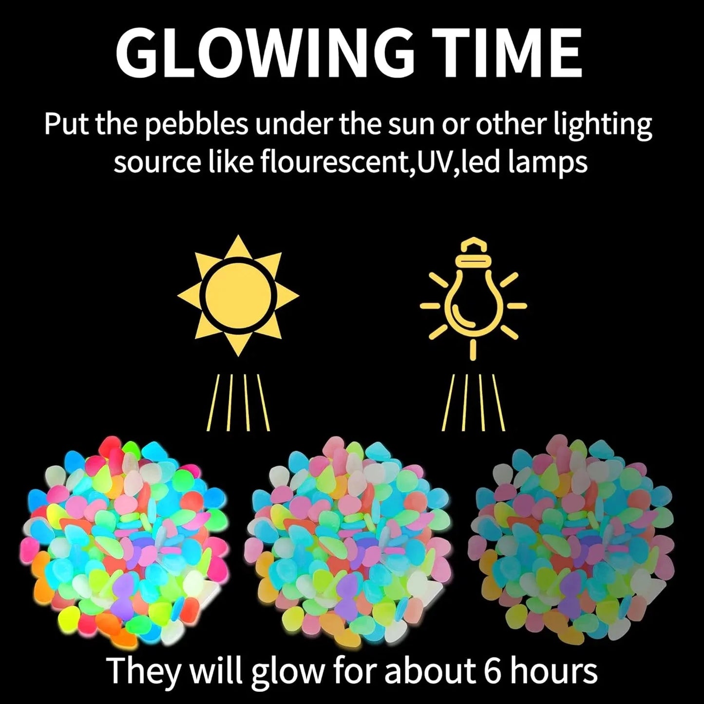 【Mother’s Day Gift】🌈 Glow-in-the-Dark Pebbles- Garden & Aquarium Decor-wsm