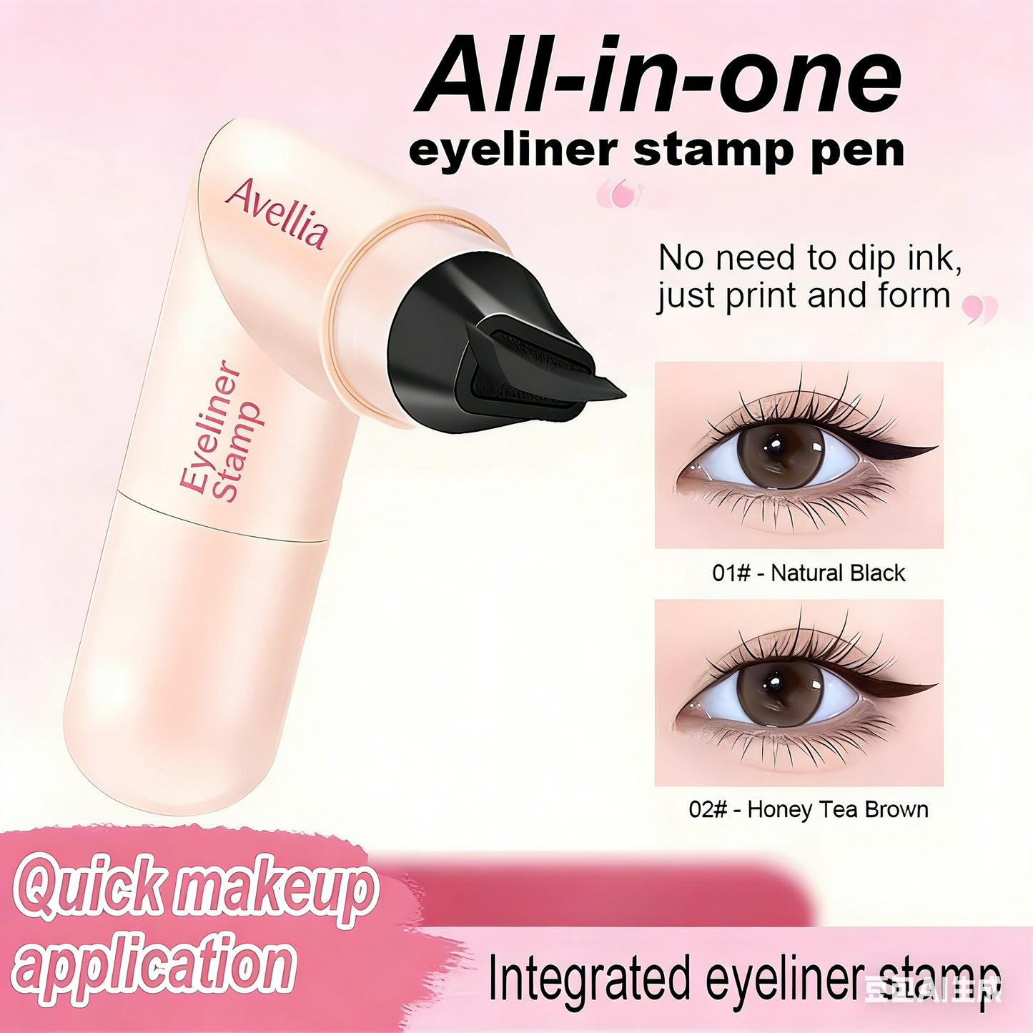 Rotating Eyeliner Stamp Pen – Dual-Head Design with Wing Stamp, Get Perfect, Symmetrical Wings in Seconds — Even If You’ve Never Done Eyeliner Before-tss
