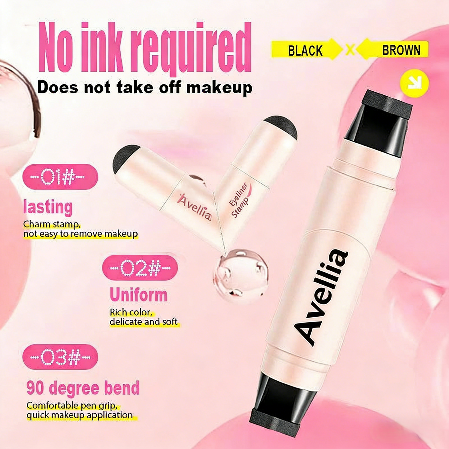 Rotating Eyeliner Stamp Pen – Dual-Head Design with Wing Stamp, Get Perfect, Symmetrical Wings in Seconds — Even If You’ve Never Done Eyeliner Before-tss