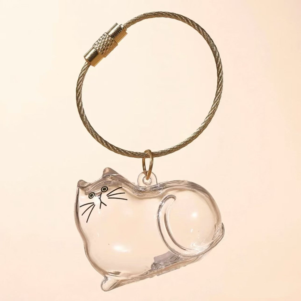 Pet Fur Memory Capsule Keychain Cat Fur Collection Capsule Dog Hair Collector Keychain -tss