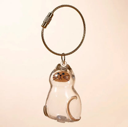 Pet Fur Memory Capsule Keychain Cat Fur Collection Capsule Dog Hair Collector Keychain -tss