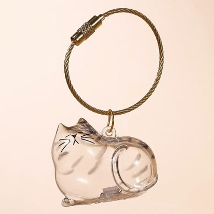 Pet Fur Memory Capsule Keychain Cat Fur Collection Capsule Dog Hair Collector Keychain -tss