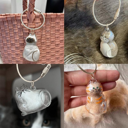 Pet Fur Memory Capsule Keychain Cat Fur Collection Capsule Dog Hair Collector Keychain -tss