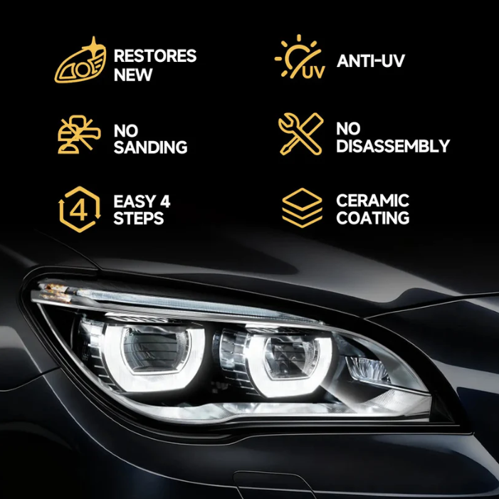 Car Headlight Restoration Kit 100ML Repair Liquid & 10ML Crystal Plating Agent for Oxidation Yellowing Scratch Repair Transparent Finish Best Christmas Gift-tss